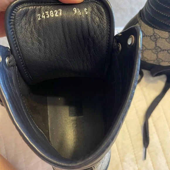 Gucci GG Imprime High Top Crocodile Skin Leather/Canvas Shoes Men’s US 9.5 - Picture 5 of 13